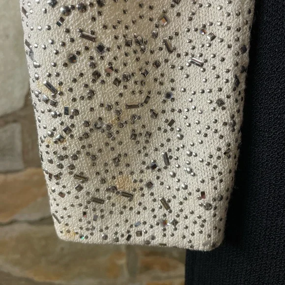 Vintage 1980s St. John Evening Studded Knit Maxi Dress – Black & Cream - Picture 11 of 12